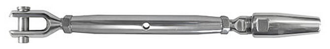 Closed Body Turnbuckle with Fork to swageless Compression Fitting - 316 Stainless Steel